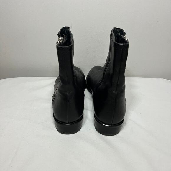 Stuart Weitzman Winzipper Boots Black Leather Silver Side Zip Ankle Career 8M - Picture 5 of 8